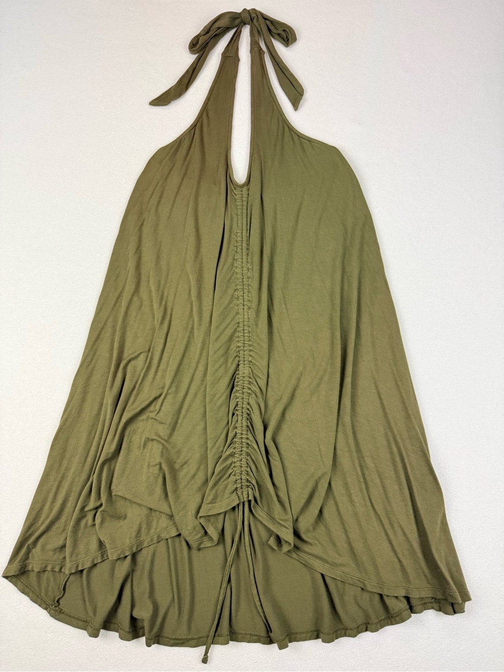 La Vie en Rose Aqua Olive Green Halter Cover Up Dress Ruched Beach Resortwear